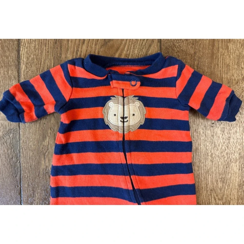 Carters Child Of Mine‎ Preemie Baby Boy Sleeper Outfit Romper Lion Stripe Reborn